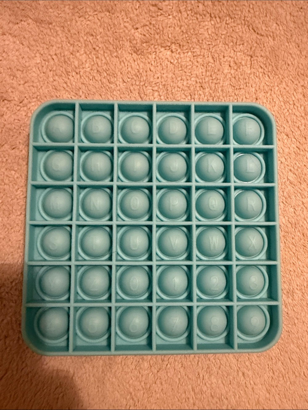 Aqua Blue Silicone Letter/Number Pop Bubble Fidget Toy